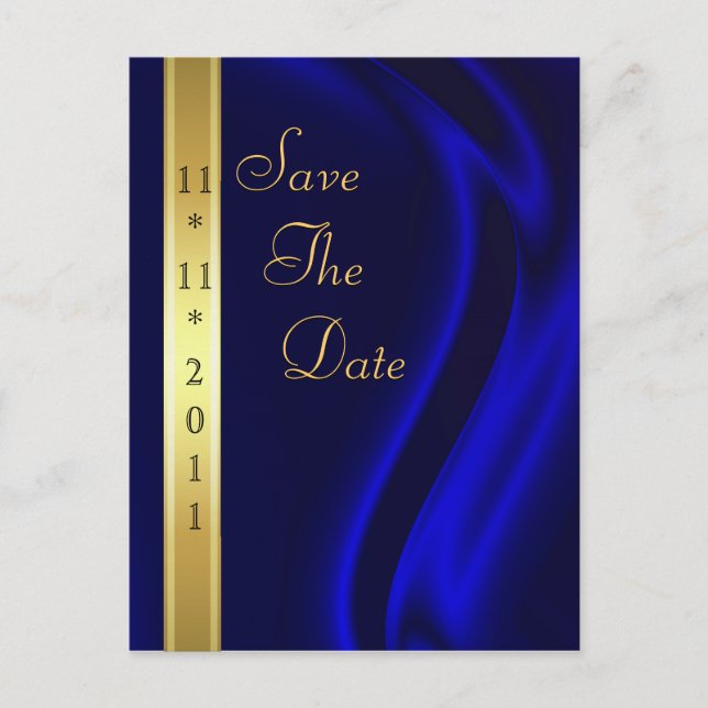 Marquis Blue Silk Gold Enregistrer La Date Carte P (Devant)