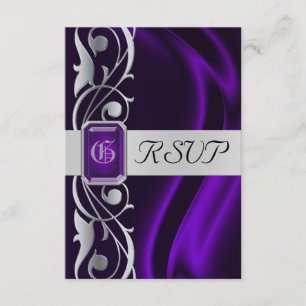 Marquis Purple Silver Scroll Pearl Rsvp