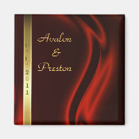 Marquis Rouge Soie Or Enregistrer La Date Magnet