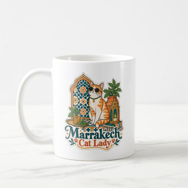 Marrakech Cat Lady Mug | Café Marocain Esthétique  (Gauche)