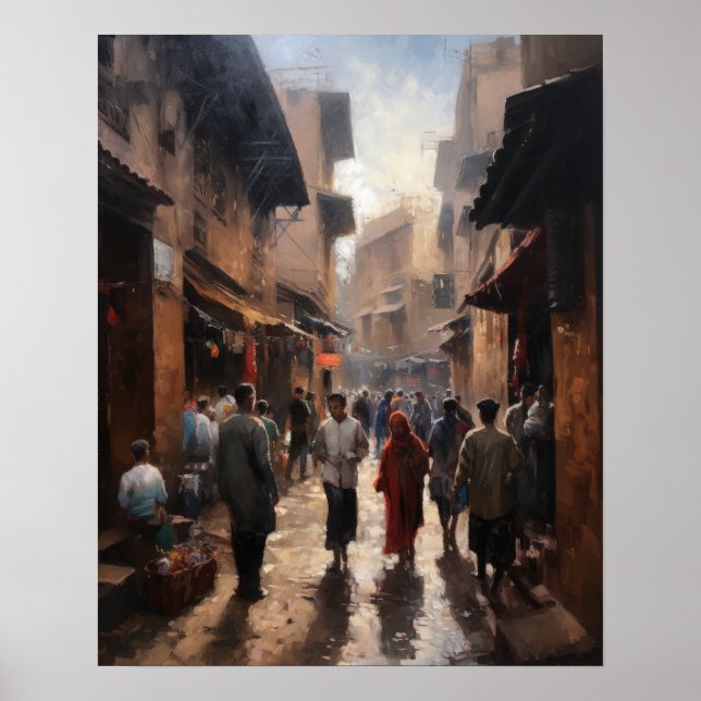 Marrakech Maroc Peinture Art Imprimer Poster (Devant)