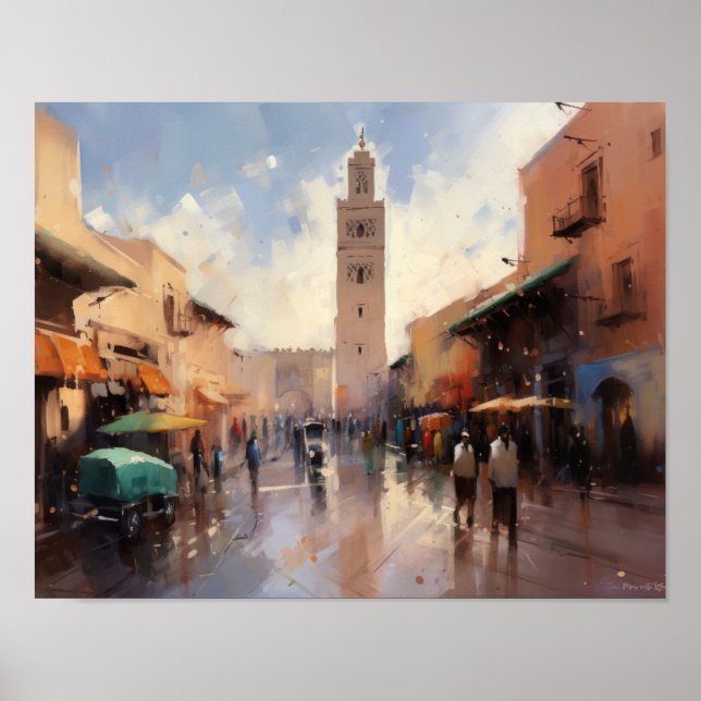 Marrakech Maroc Peinture Art Imprimer Poster (Devant)