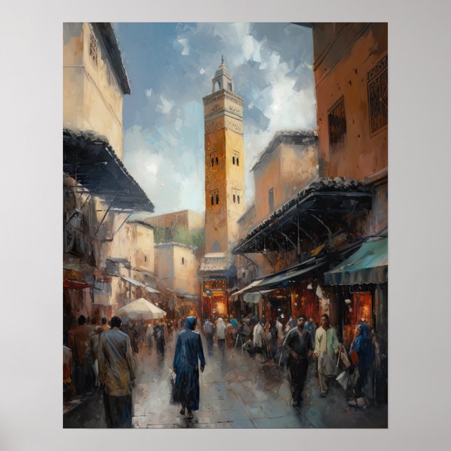 Marrakech Maroc Peinture Art Imprimer Poster (Devant)