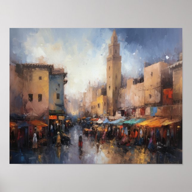 Marrakech Maroc Peinture Impression d'Art Affiche (Devant)