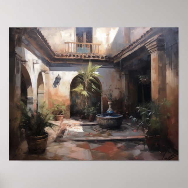 Marrakech Riad Maroc Art Print Poster (Devant)
