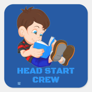 marrant autocollant carré "HEAD START CREW"