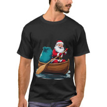 marrant santa claus à ramer le t-shirt du bateau