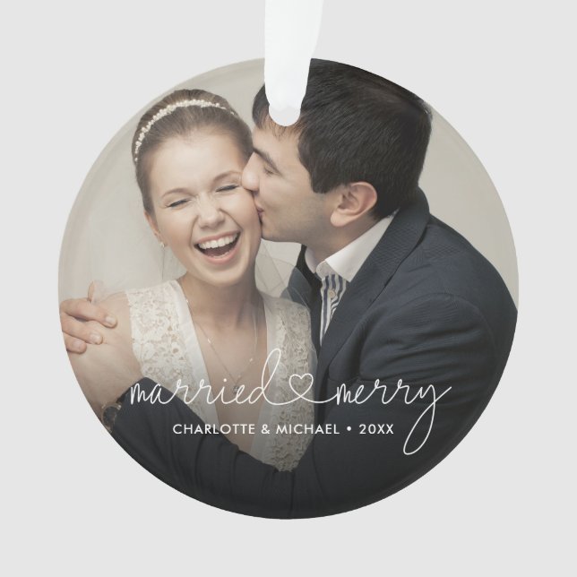 Married & Merry Heart Script Modern Custom Wedding (devant)