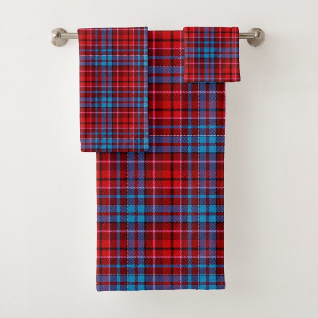 Marron Bleu Rouge Carreaux Design Tartan  (En situation)