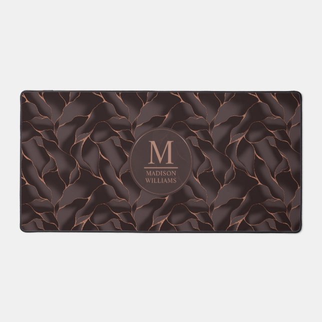 Marron Chocolat & Or Rose Motif Vague Abstrait (Recto)