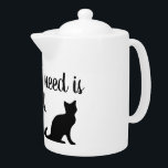 Marron de thé drôle avec silhouette de chat mignon<br><div class="desc">Marron de thé amusant avec une jolie silhouette de chat noir et une citation humoristique.</div>