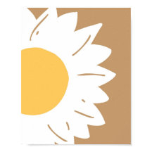 Marron Marguerite – Art mural floral minimaliste