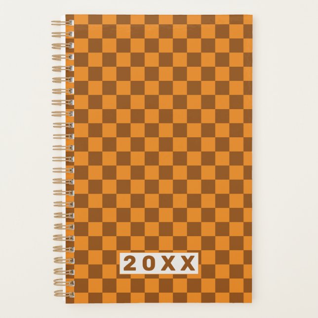 Marron Orange Damier Rétro 2026 (Devant)