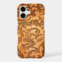 Marron Rustique Faux Bois Tourbillons Floraux Scul