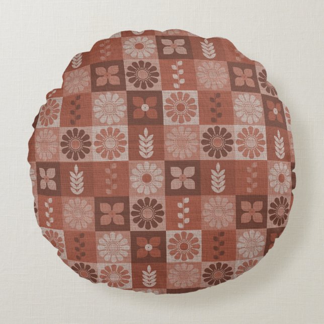 Marron Rustique Fleurs de Burlap Feuilles Coussin  (Devant)