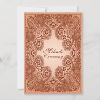 Marron, Tan Henna Mehndi Invitation de fête