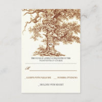 marron vieux arbre rustique mariage cartes RSVP