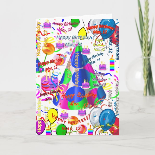 mars, 12 Anniversaire Carte de voeux pliée (Devant)