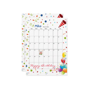 Mars 2022 Calendrier Bonne Invitation Anniversaire