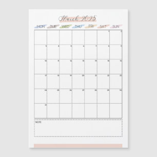 Mars 2025 Calendrier magnétique