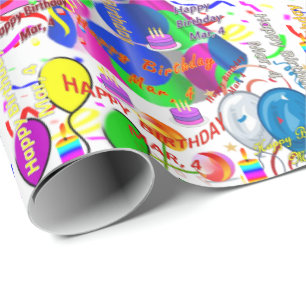 Mars, 4 Anniversaire Papier cadeau d'enveloppement