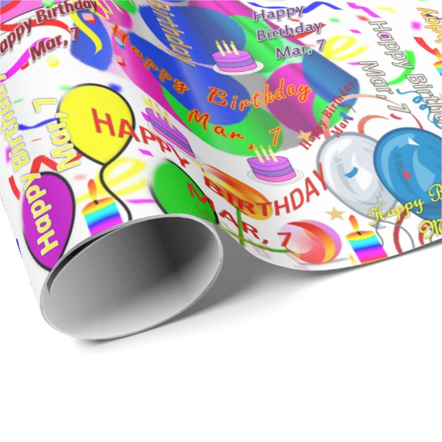 Mars, 7 Anniversaire Papier cadeau d'enveloppement (Coin rond)