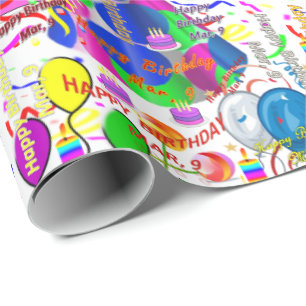 Mars, 9 Anniversaire Papier cadeau d'enveloppement