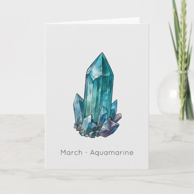 Mars Birthstone Aquamarine Bonne carte d'anniversa (Devant)