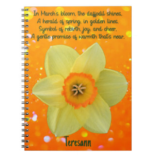 Mars Daffodique Carnet Spiral Fleur de naissance