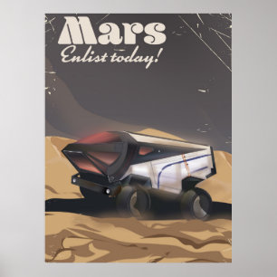 Mars, Inscrivez-vous aujourd'hui ! Affiche rétro m