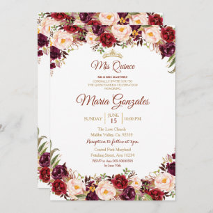 Marsala Aquarelle Quinceanera Invitation