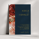Marsala Autumn Floral | Marine Faire-part de maria<br><div class="desc">Cette marsala automne fleurie | navy faire-part de mariage est parfait pour votre simple mariage boho rustique. Le design est composé de fleurs de chute d'aquarelles modernes bordeaux et rousses. Il dégage une agréable sensation d'élégance classique tout en restant bohème. N'hésitez pas à vous customiser et à vous en servir,...</div>