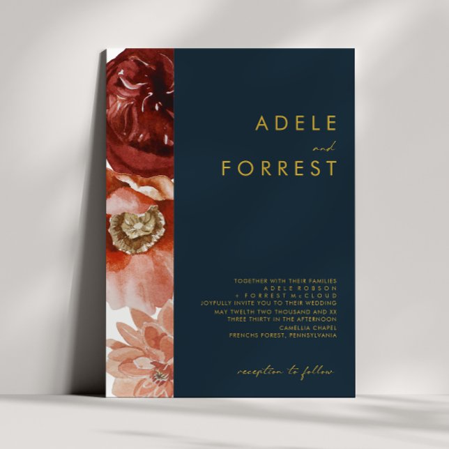 Marsala Autumn Floral | Marine Faire-part de maria (Créateur téléchargé)