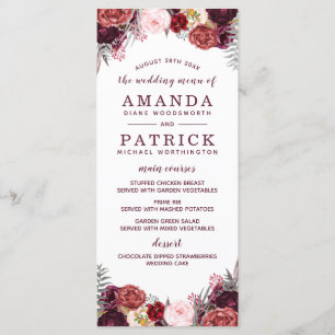 Marsala Blush Burgundy Peony Mariage Cartes de men