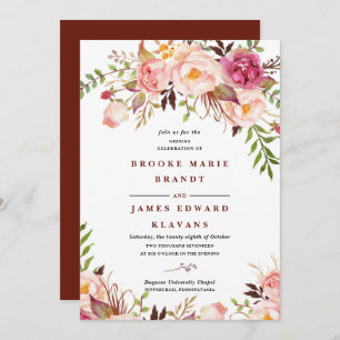 marsala bordeaux Blush Boho Faire-part de mariage