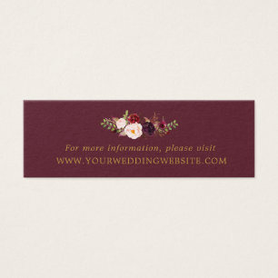 Marsala Bourgogne Gold Floral Mariage Cartes de si