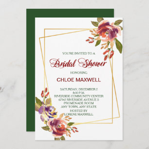 Marsala Bronze Roses Invitation de douche nuptiale