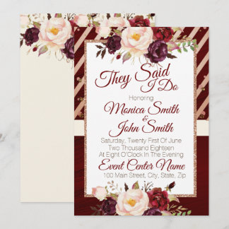 Marsala Burgandy Floral Mariage Faire-part