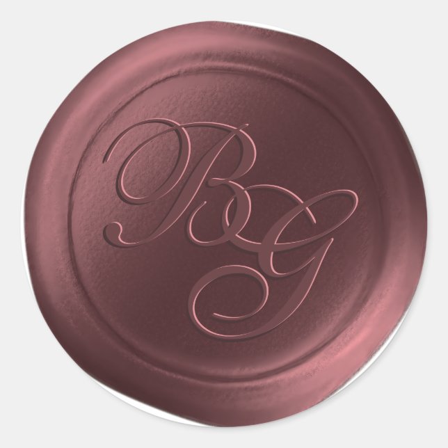 Marsala Calligraphie Monogramme Stickers cire (Devant)