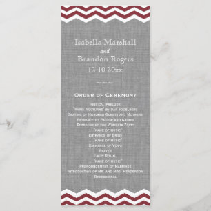 Marsala Chevrons sur le programme de mariage gris