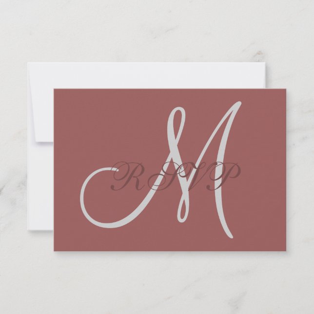Marsala Elegant Mariage carte RSVP avec Monogramme (Devant)