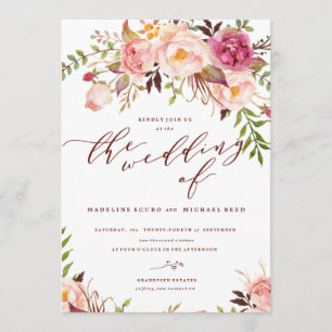 Marsala et Gold Boho Garden Invitation de mariage