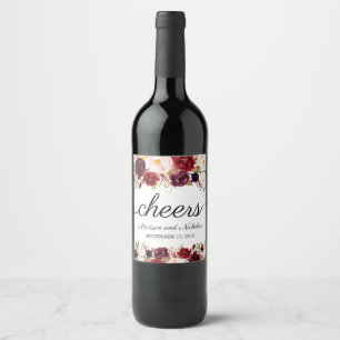 Marsala et Mariage rose Étiquettes de vin