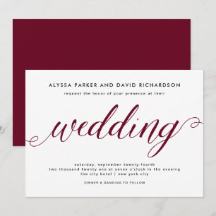 Marsala   Faire-part de mariage de script élégant