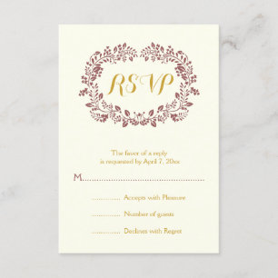 Marsala feuillage couronne mariage RSVP
