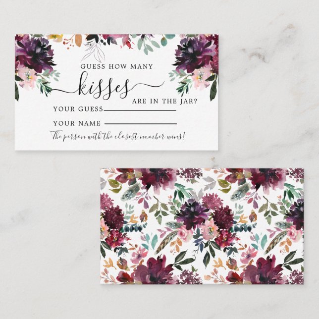 Marsala Fleurs Combien de Baisers Douche Carte de  (Devant / Derrière)