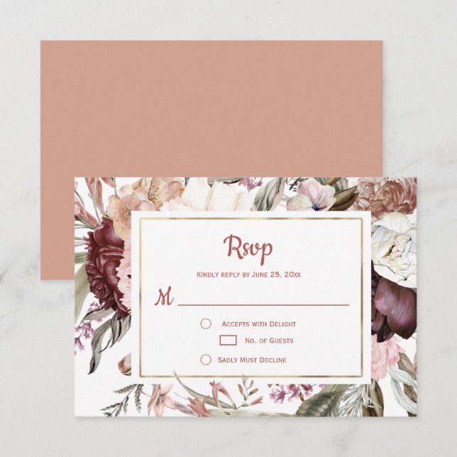 Marsala Pêche Terracotta Floral Rose RSVP (Devant / Derrière)