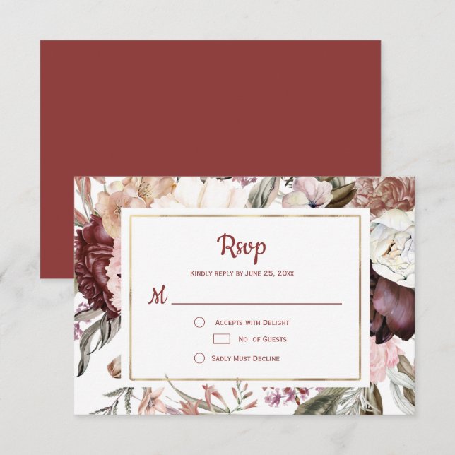 Marsala Pêche Terracotta Floral Rose RSVP (Devant / Derrière)