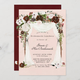 Marsala Pink Canopy Bridesmaids Luncheon Invitatio