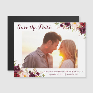 Marsala Pink Floral Photo Magnet Réservez la date